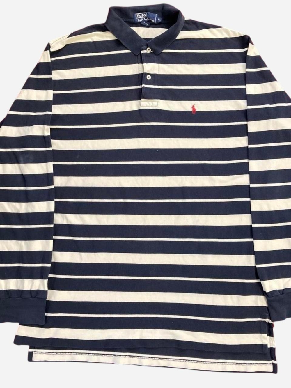 Polo by Ralph Lauren Navy and Cream Striped Rugby Polo
